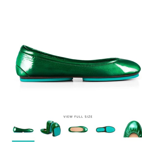 Tieks by Gavrieli Emerald Green Patent Ballet Flats Women's Size 11 - Picture 1 of 16